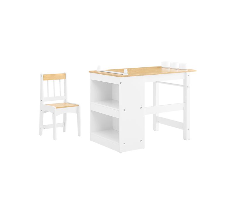 Ensemble Table Et Chaise Enfant Avec 2 Étagères Kmb60-nw