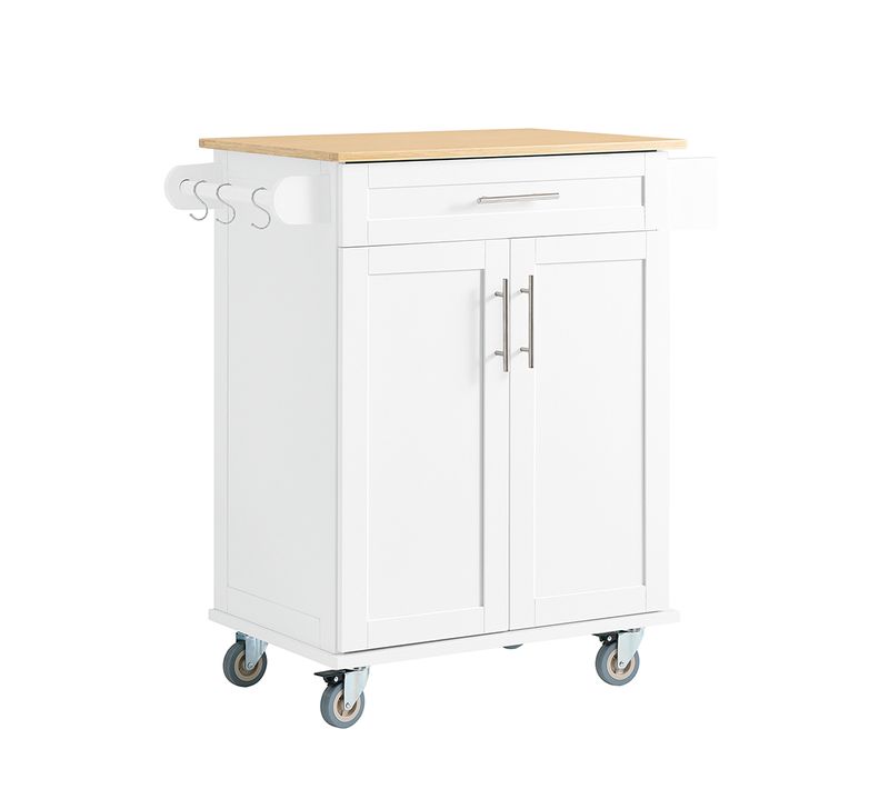 Charriot De Cuisine Blanc Avec Tiroir Et Roulettes 83x46x91 Cm Fkw13-ii-wn