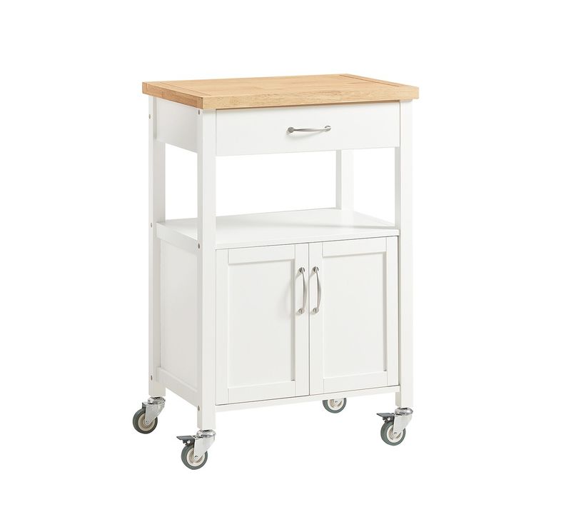 Chariot De Cuisine Avec Tiroir Et Roulettes, Blanc 60x45x92 Cm Fkw22-ii-wn