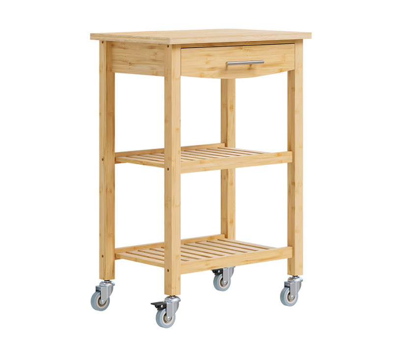 Chariot De Cuisine En Bambou Couleur Bois 58x40x86 Cm Fkw135-n