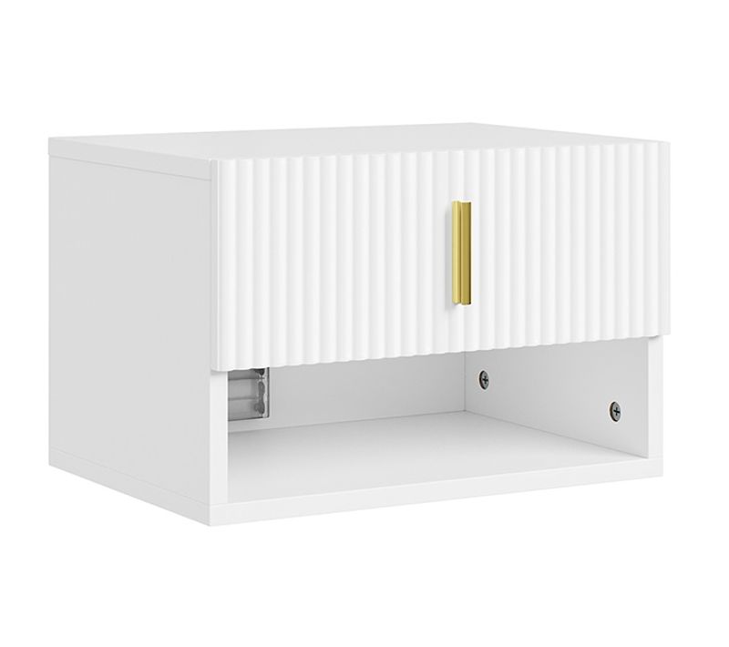 Chevet Mural Blanc Avec Tiroir Et LED 40x30x26cm Fbt176-e-w