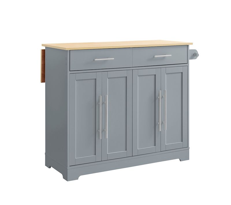 Îlot Cuisine Gris Avec Tiroirs Et Plan Escamotable 107x69x91cm Fkw129-hg