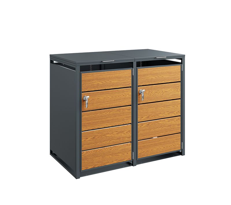 Boîte à Poubelles Avec Roulettes Gris Foncé 134x80x116cm Ogs64-n