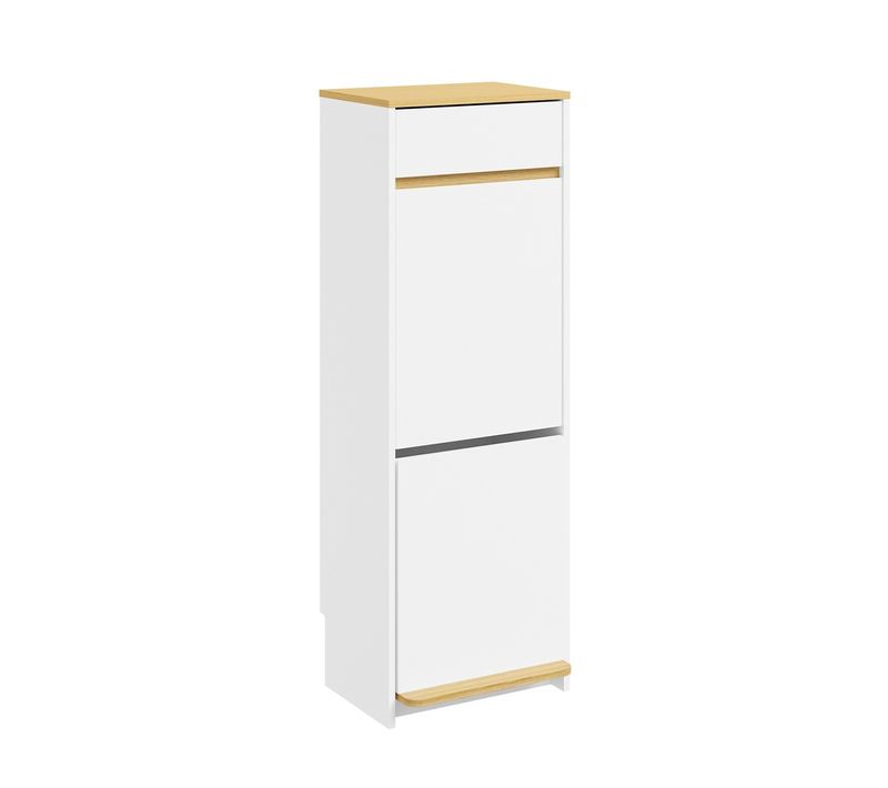Armoire Poubelle 2 Compartiments Avec Tiroir Et Pédale Blanc 35x25x101.7cm Fsb112-wn