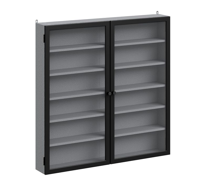 Vitrine Murale 2 Portes Gris 80x12,2x77,5 Cm Fsb113-h-dg