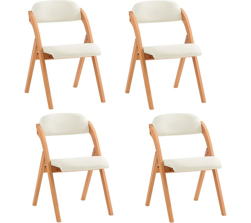 Set De 4 Chaises Pliantes Blanches 47.5x41.5x77 Cm Fst92-wx4