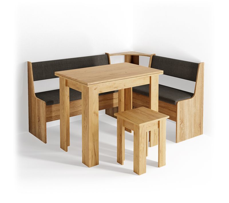 Groupe De Banquettes Dangle Roman 30774 Chêne De Force Doré 150x120cm Avec Table