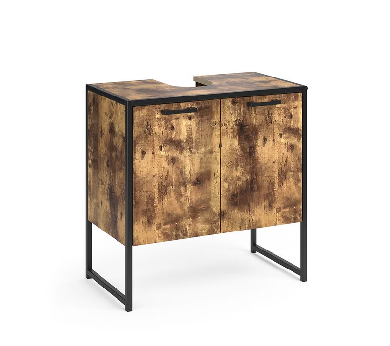 Meuble Sous Vasque Simple Fyrk, Bois Antique, 60x60cm