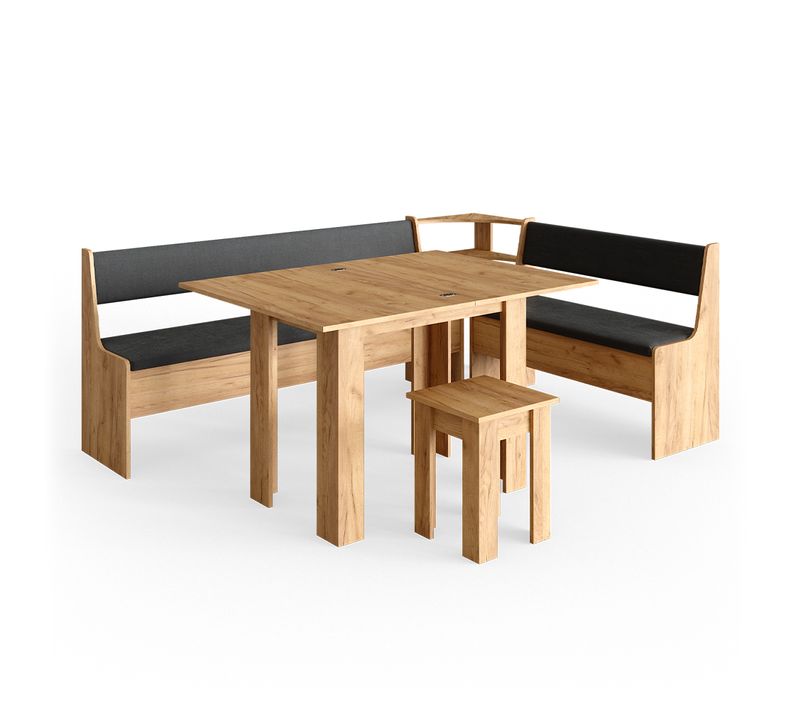 Groupe De Banquettes Dangle Roman 34321 Chêne De Force Doré 210x150cm Avec Table