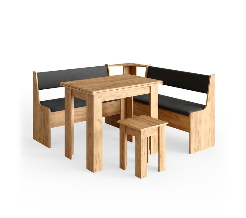 Groupe De Banquettes Dangle Roman 34325 Chêne De Force Doré 150x150cm Avec Table