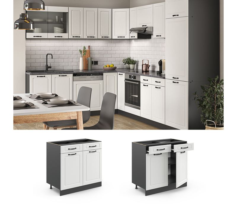 Meuble Cuisine R-line 36578 Blanc Campagne 80cm Sans Pt