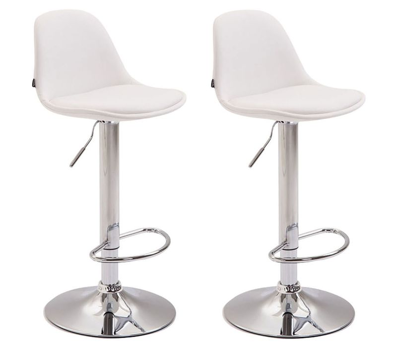 Lot De 2 Tabourets De Bar Kiel En Similicuir Blanc /chrome