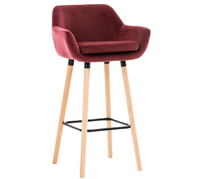 Tabouret De Bar Grant En Velours Rouge