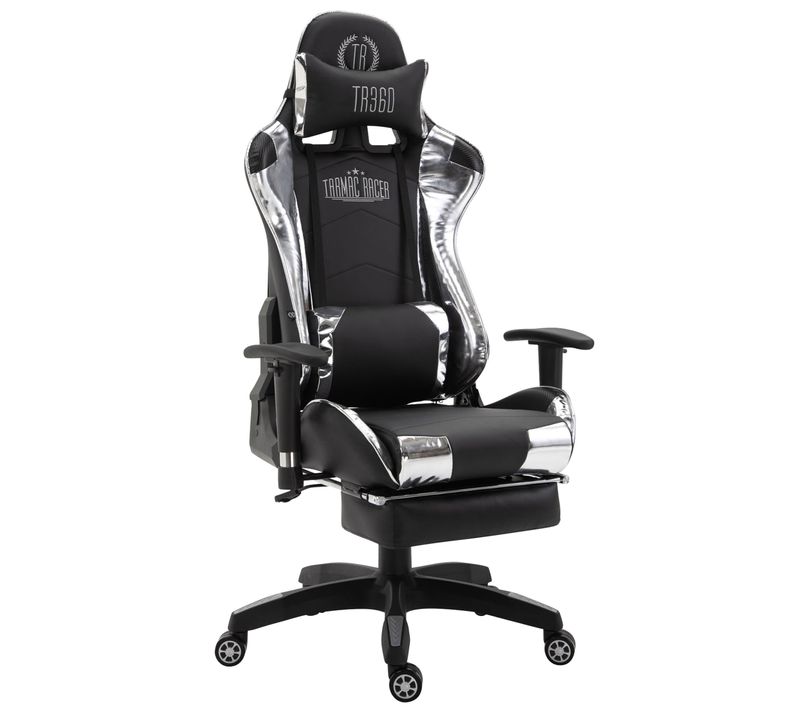 Fauteuil De Bureau Turbo Xl En Similicuir Noir / Blanc/similicuir (métallique)