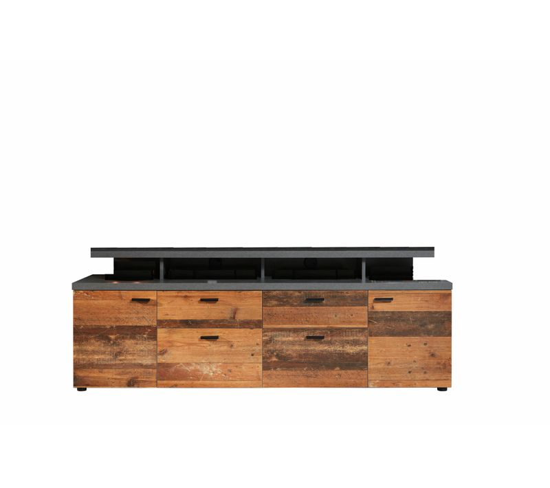 Meuble TV En Mélaminé - Marron/gris Mat - 180/66/47