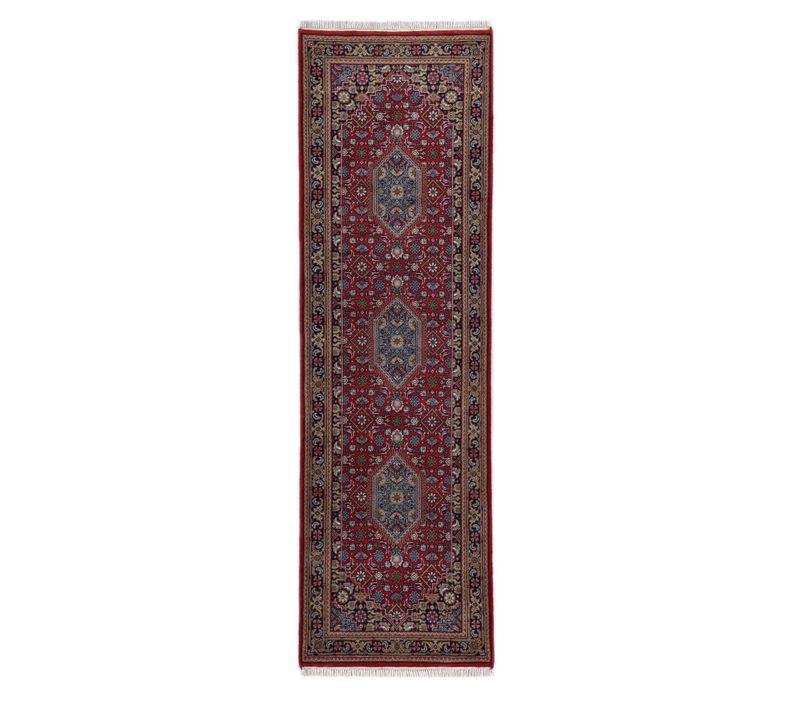 Tapis D'orient Noué à La Main Benares 80x400 Cm - Rouge