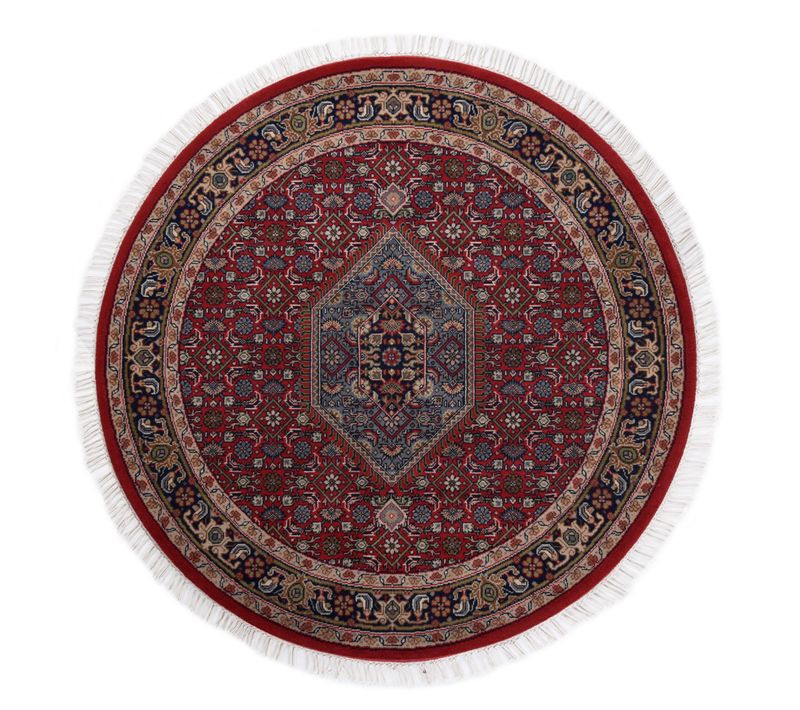 Tapis D'orient Noué à La Main Benares Diam 100 Cm - Rouge