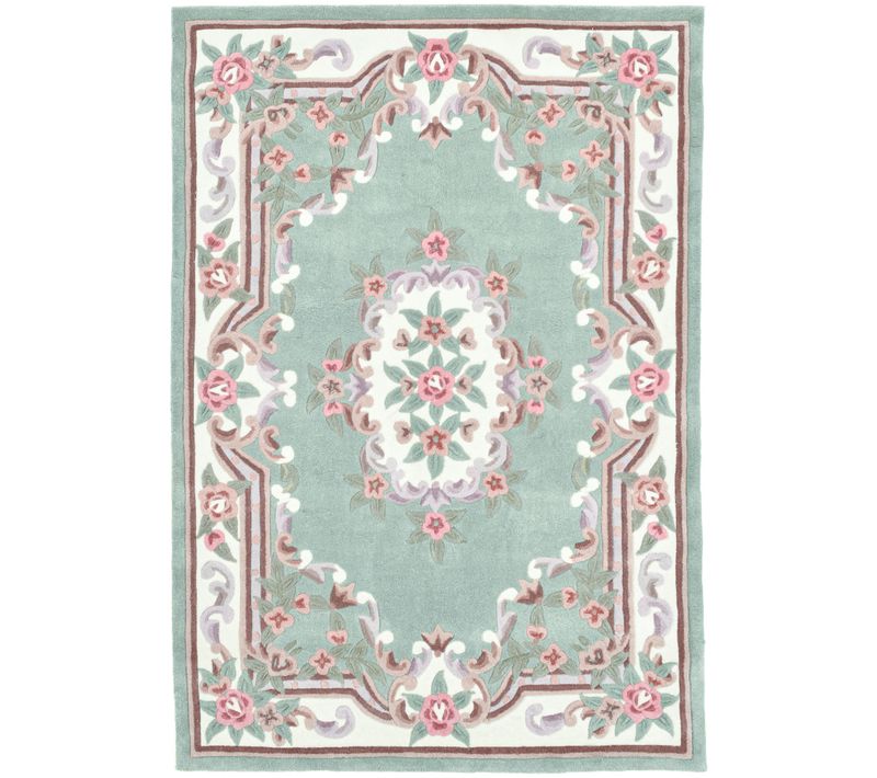 Tapis Tufté Main Avec Bordure En Design Aubusson - Ming 120x180 Cm - Vert