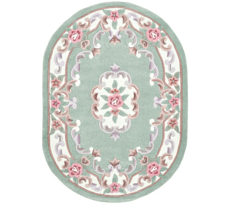 Tapis Tufté Main Avec Bordure En Design Aubusson - Ming 120x170 Cm - Vert