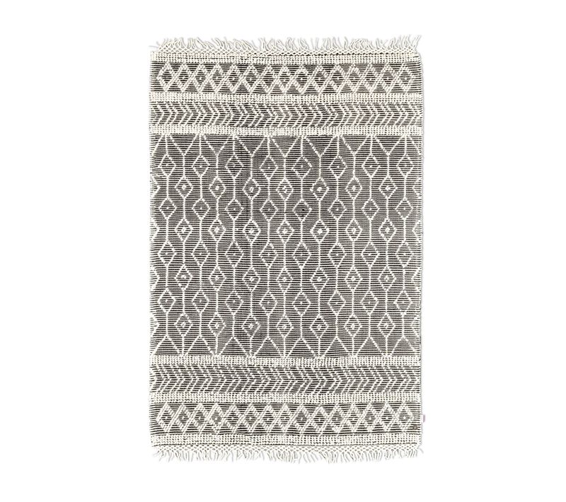 Tapis Scandinave Tissé Main Colored Macramé 140x200 Cm - Gris