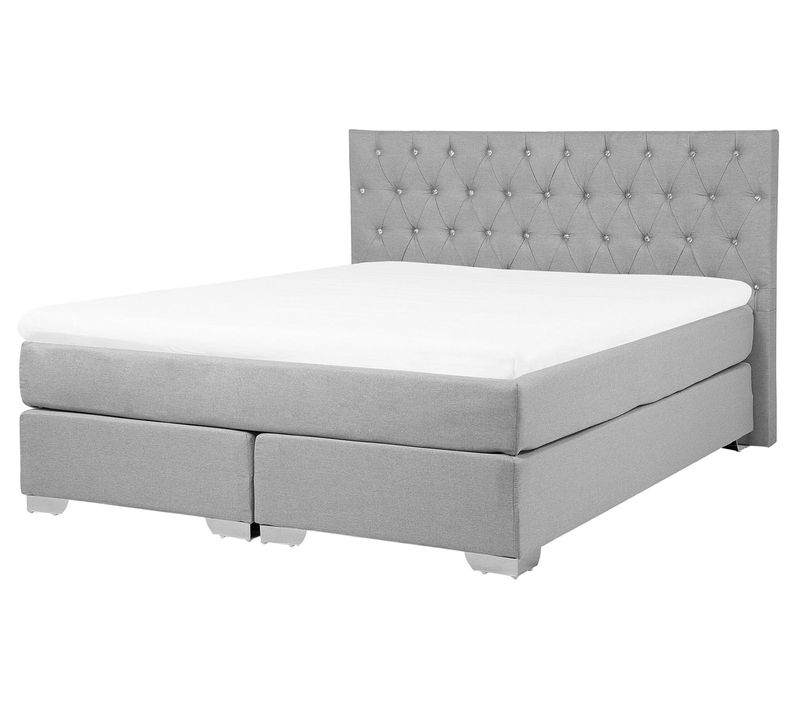 Lit Boxspring En Tissu Gris Clair 160x200 Cm Duchess