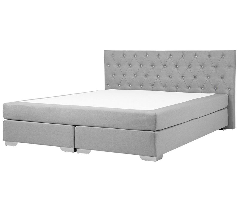 Lit Boxspring En Tissu Gris Clair 180x200 Cm Duchess