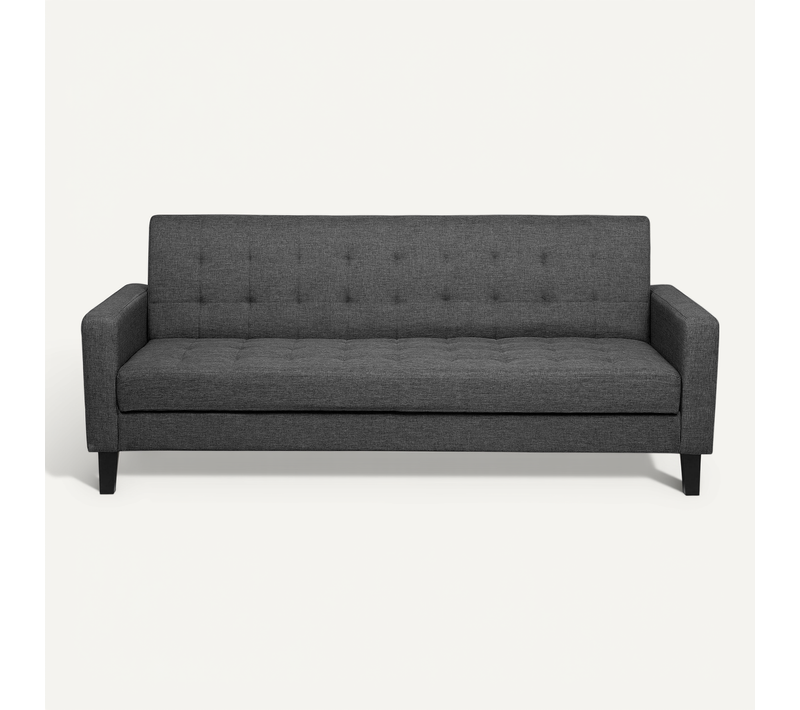 Canapé Convertible 3 Places En Tissu Gris Foncé Vehkoo