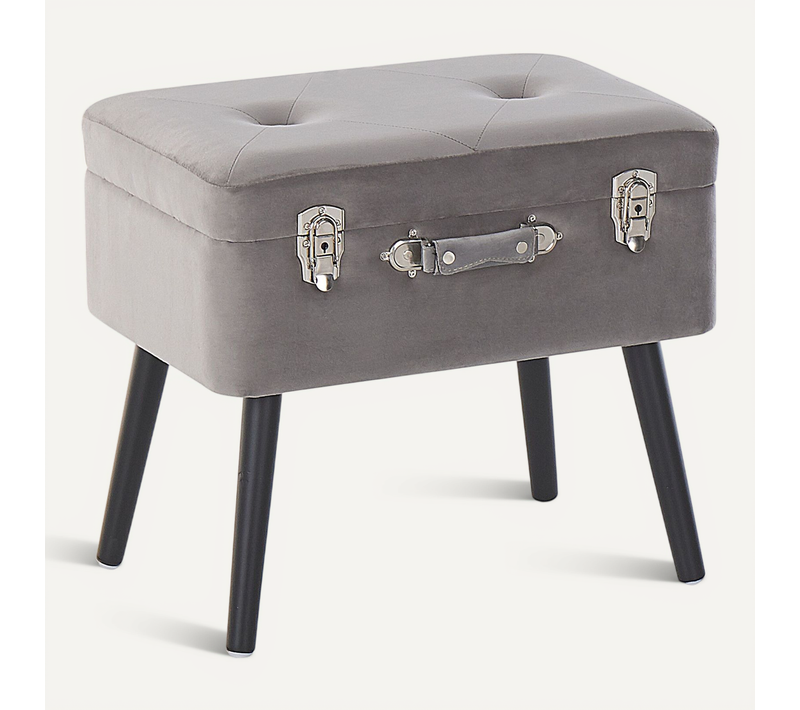 Tabouret Avec Coffre En Velours Gris Mallard