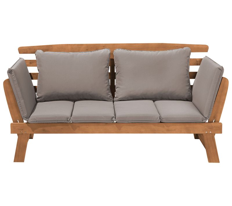 Banc Avec Coussin D'assise Portici 210 Cm Bois D'eucalyptus Marron Clair/taupe