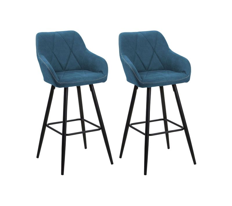 Tabouret De Bar Set De 2 Tissu Bleu Azur Darien