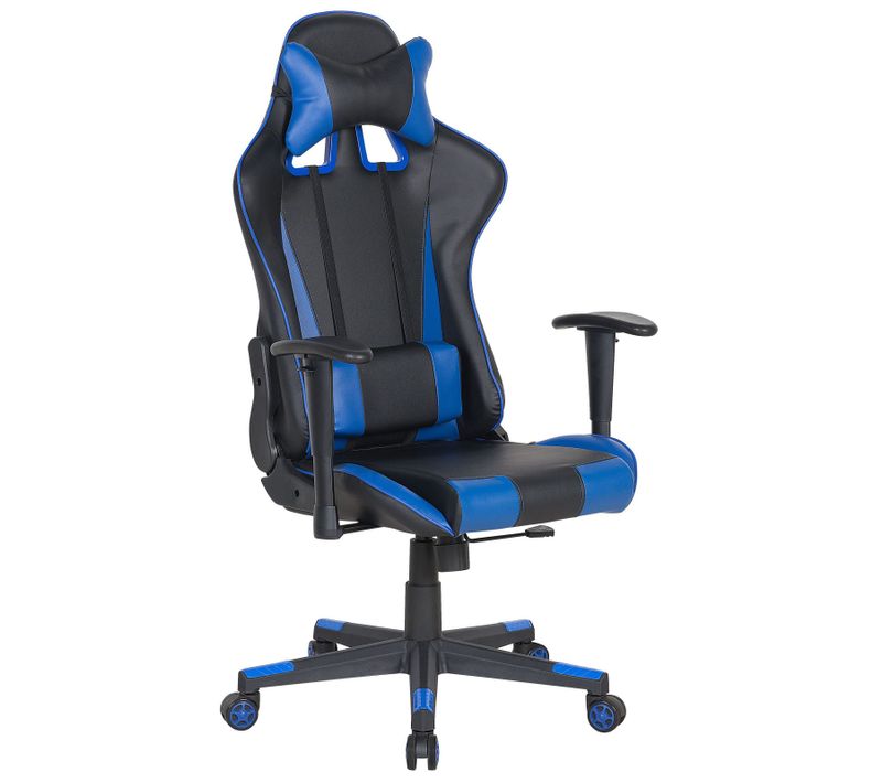 Chaise De Bureau Cuir Pu Bleu Foncé Gamer