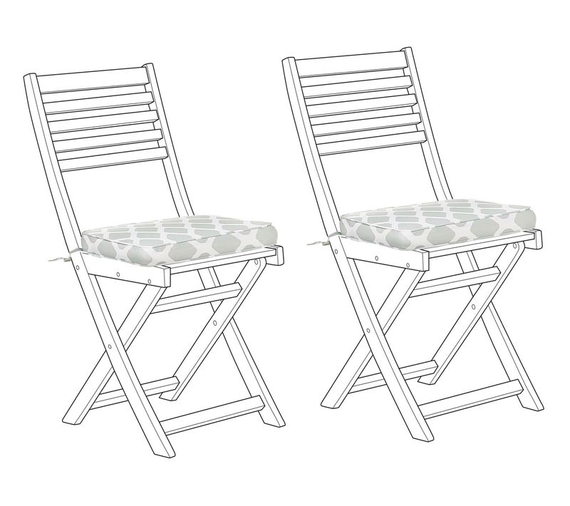 Lot De 2 Coussins Vert Et Blanc Pour Chaises De Jardin Fiji