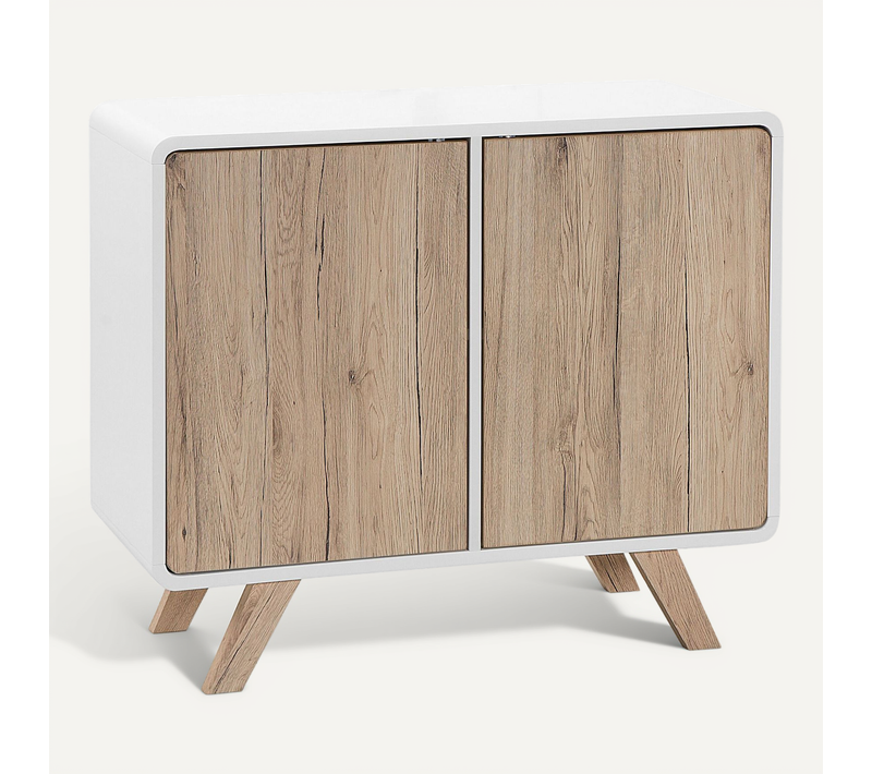 Commode Blanche Et Bois Clair Milo