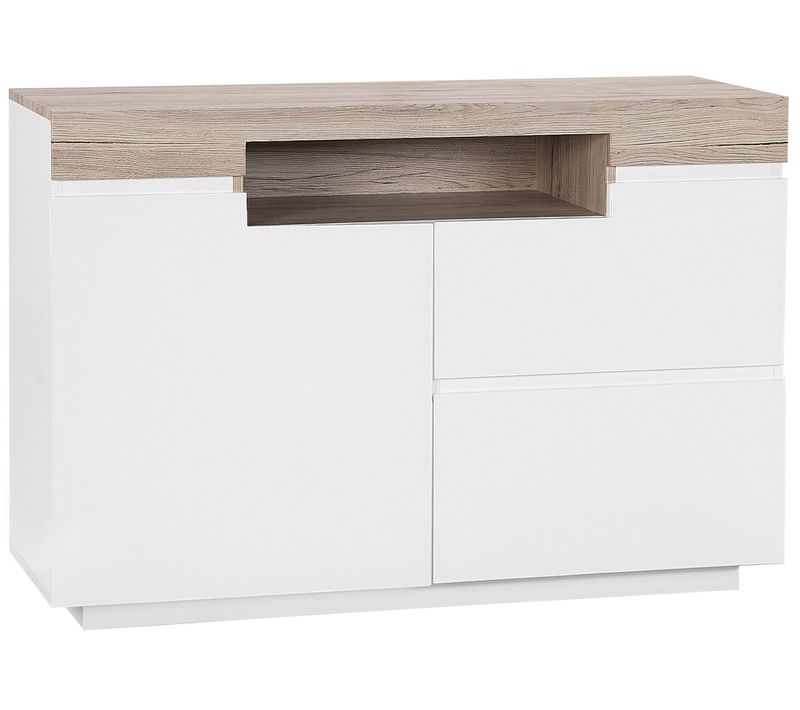 Buffet Blanche Et Bois Clair Marlin