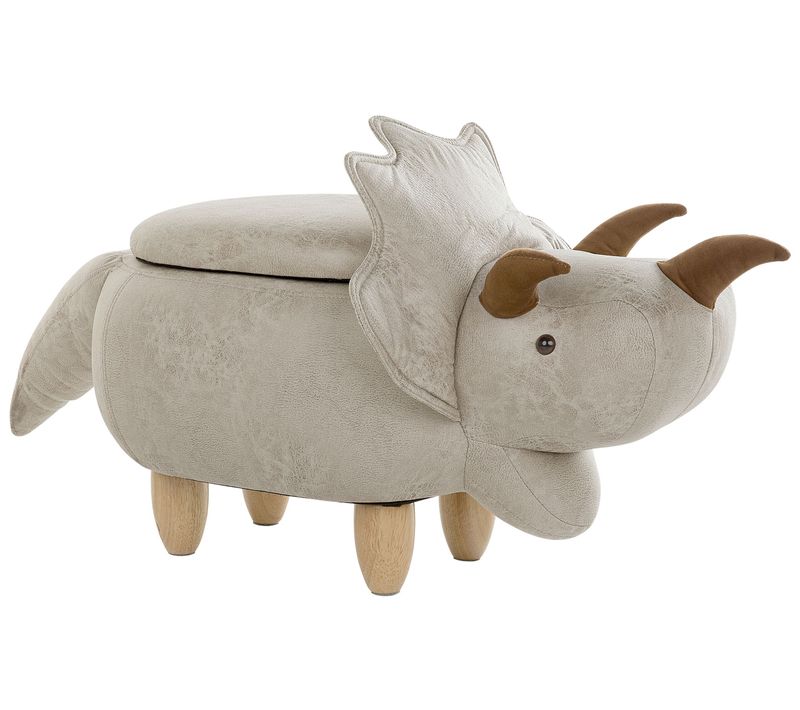 Tabouret Enfant En Tissu Gris Clair Triceratops