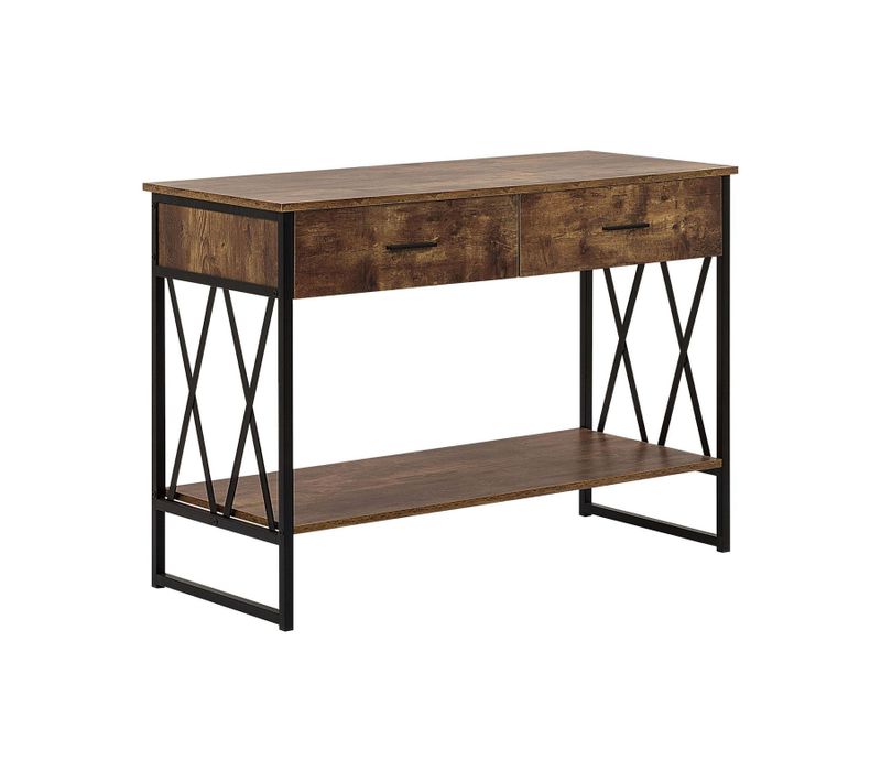 Commode En Bois Foncé Avec 2 Tiroirs Ayden