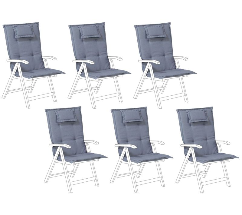 Lot De 6 Coussins En Tissu Bleu Pour Chaises De Jardin Toscana/java