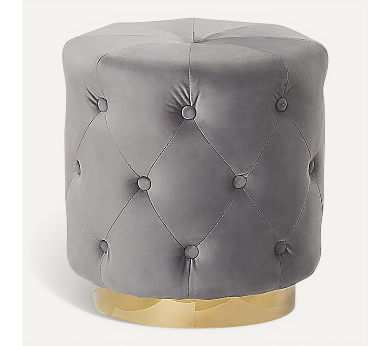 Pouf En Velours Gris Clair 40 X 41 Cm Carrollton