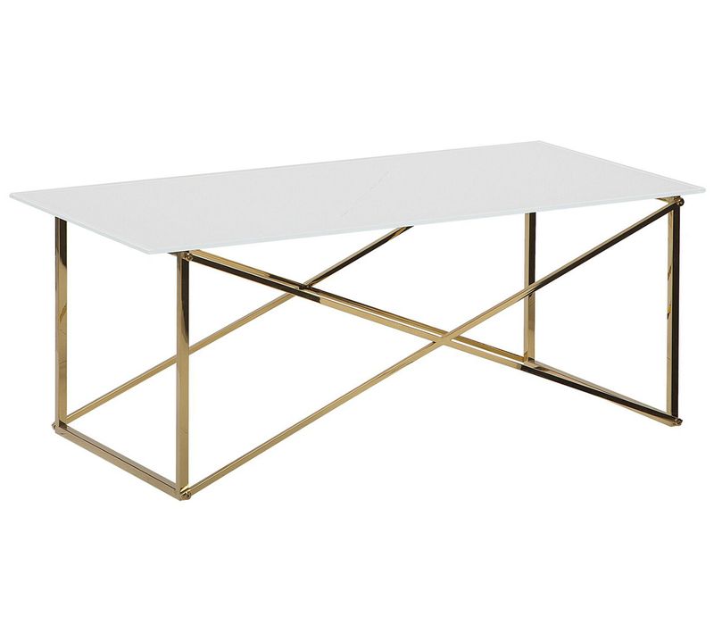 Table Basse Blanche Structure Dorée Emporia
