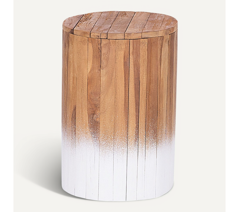 Table De Chevet En Bois Clair Et Blanc Movas