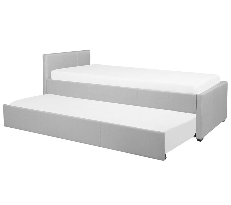 Lit Gigogne En Tissu Gris Clair 90 X 200 Cm Marmande