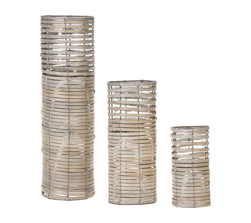 Lot De 3 Bougeoirs Gris Rovare