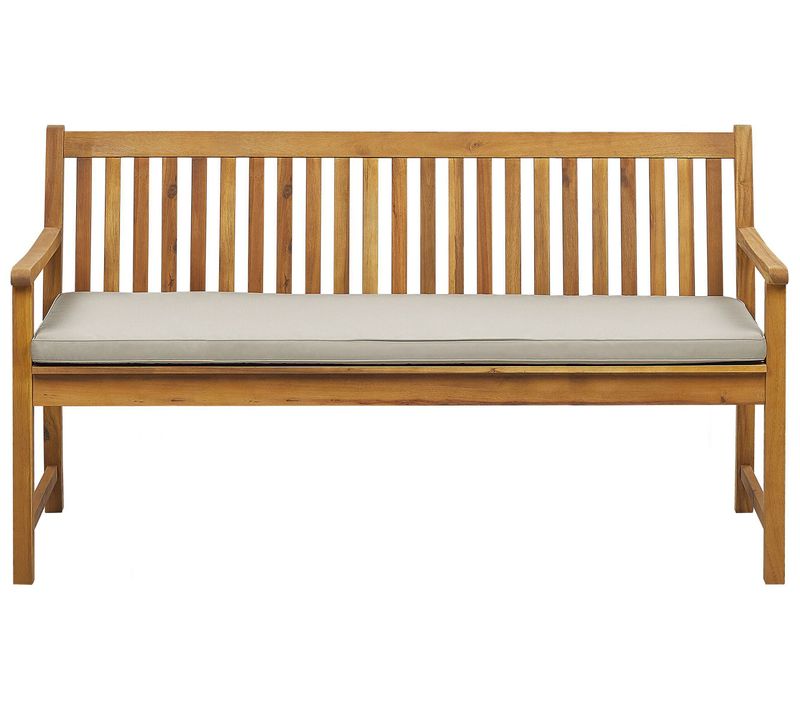 Banc Avec Coussin D'assise Vivara 160 Cm Bois D'acacia Certifié Beige