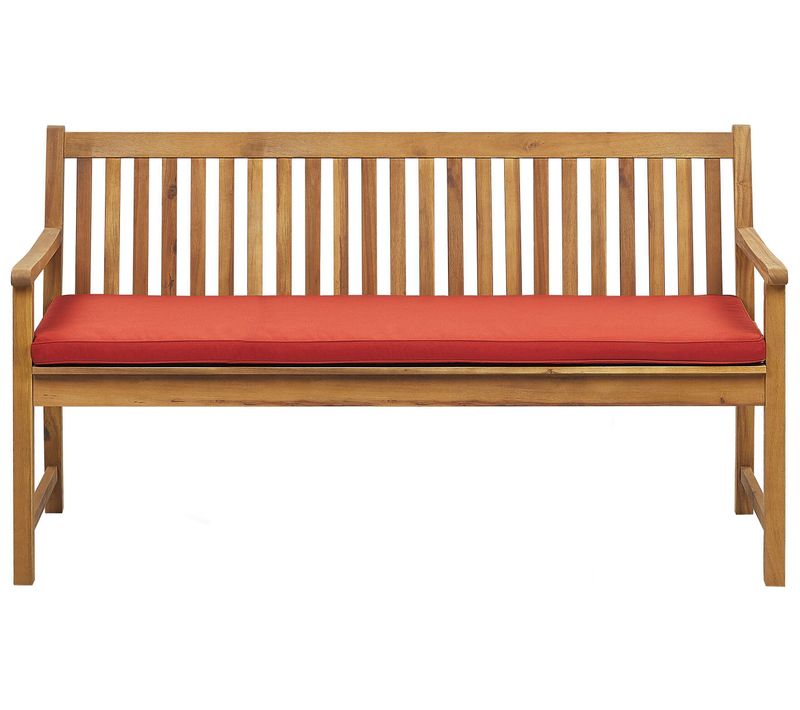 Banc Avec Coussin D'assise Vivara 160 Cm Bois D'acacia Certifié Frêne Clair Rouge Foncé