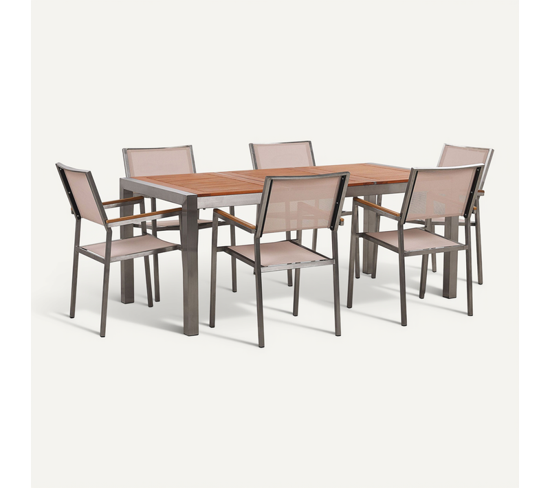 Set De Salle à Manger Bois Solide Beige Grosseto