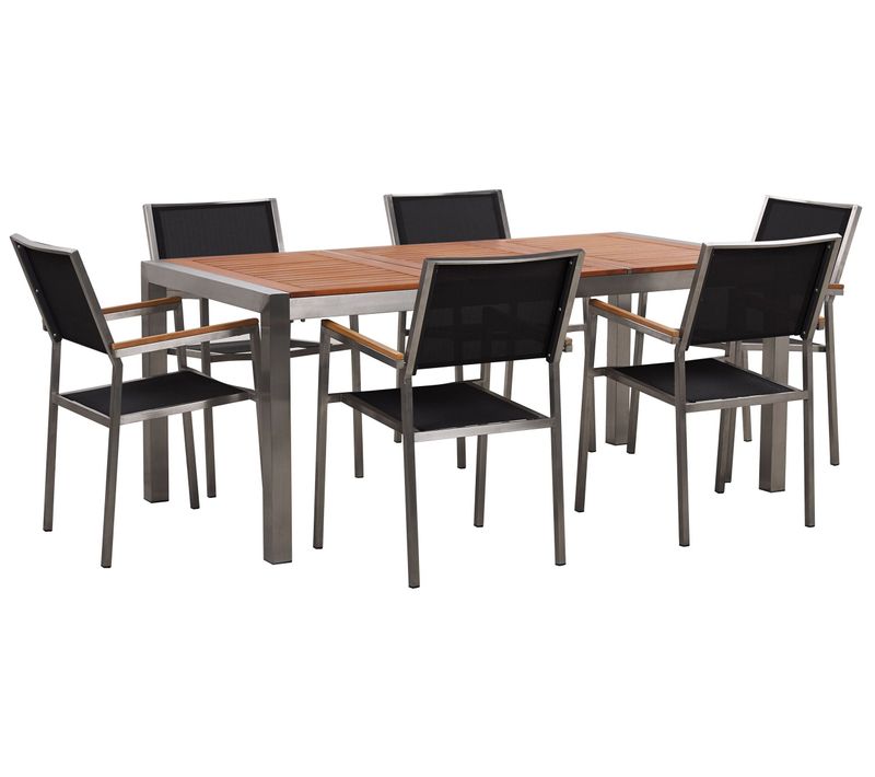Set De Salle à Manger Bois Solide Noir Grosseto