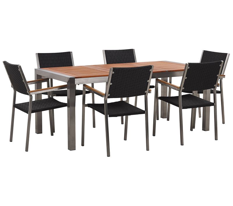 Set De Salle à Manger Bois Solide Noir Grosseto