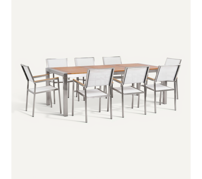 Set De Salle à Manger Bois Solide Blanc Grosseto