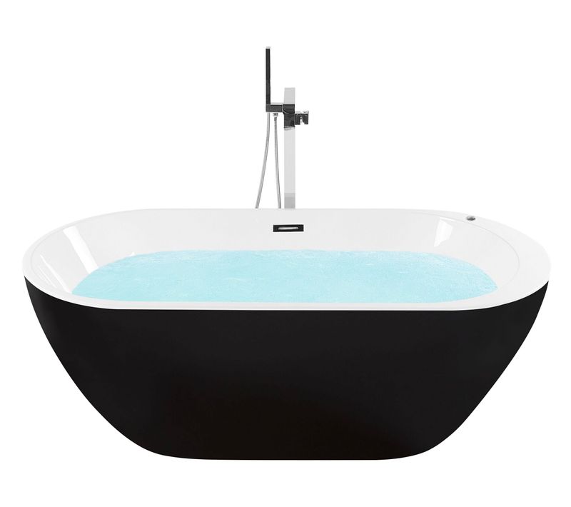 Baignoire Balnéo Îlot Avec LED Nevis 170 X 80 Cm Noir