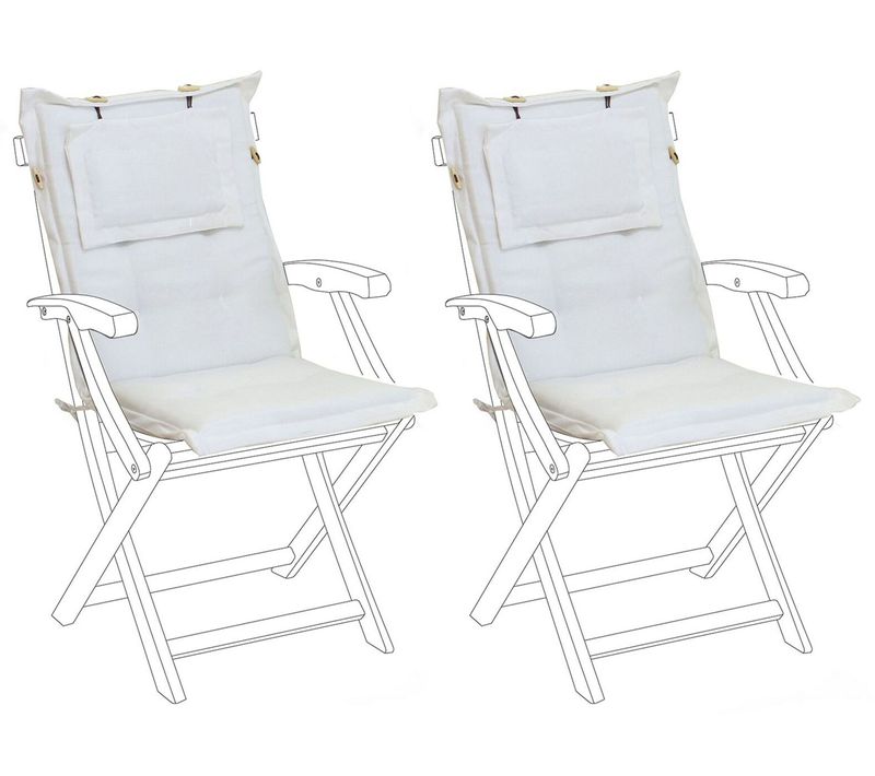 Lot De 2 Coussins En Tissu Blanc Cassé Pour Chaises De Jardin Maui